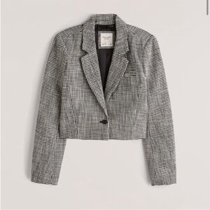 Like New! Abercrombie & Fitch houndstooth black and white cropped blazer sz XS